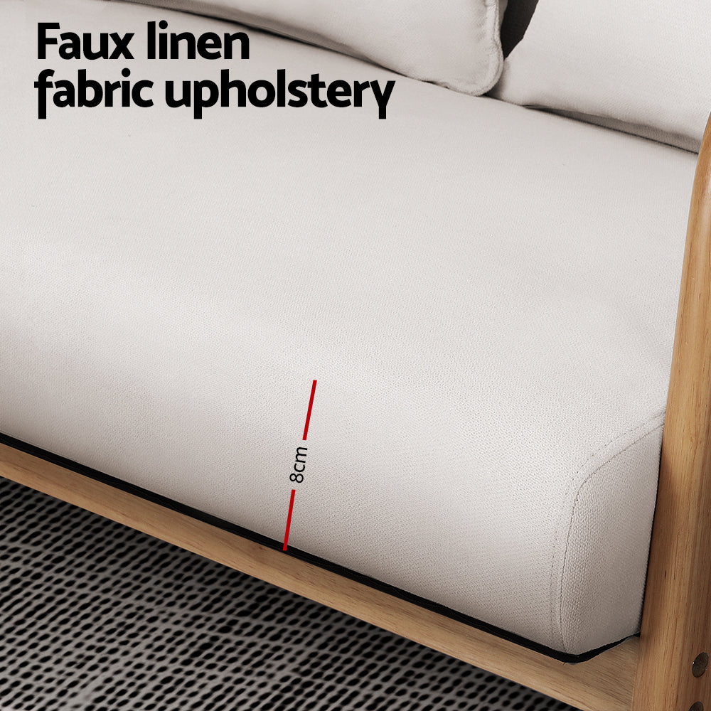 2 Seater Armchair Lounge Sofa - Beige