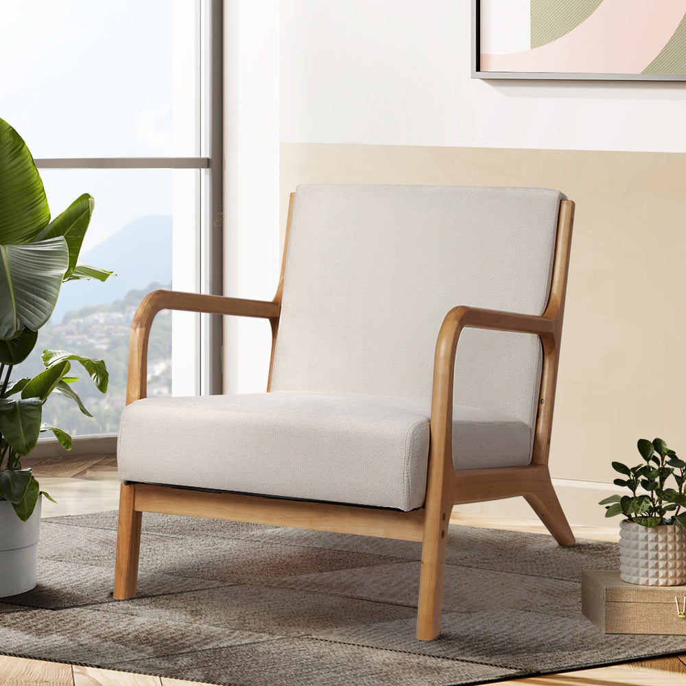 One Seater Armchair Lounge Sofa - Beige