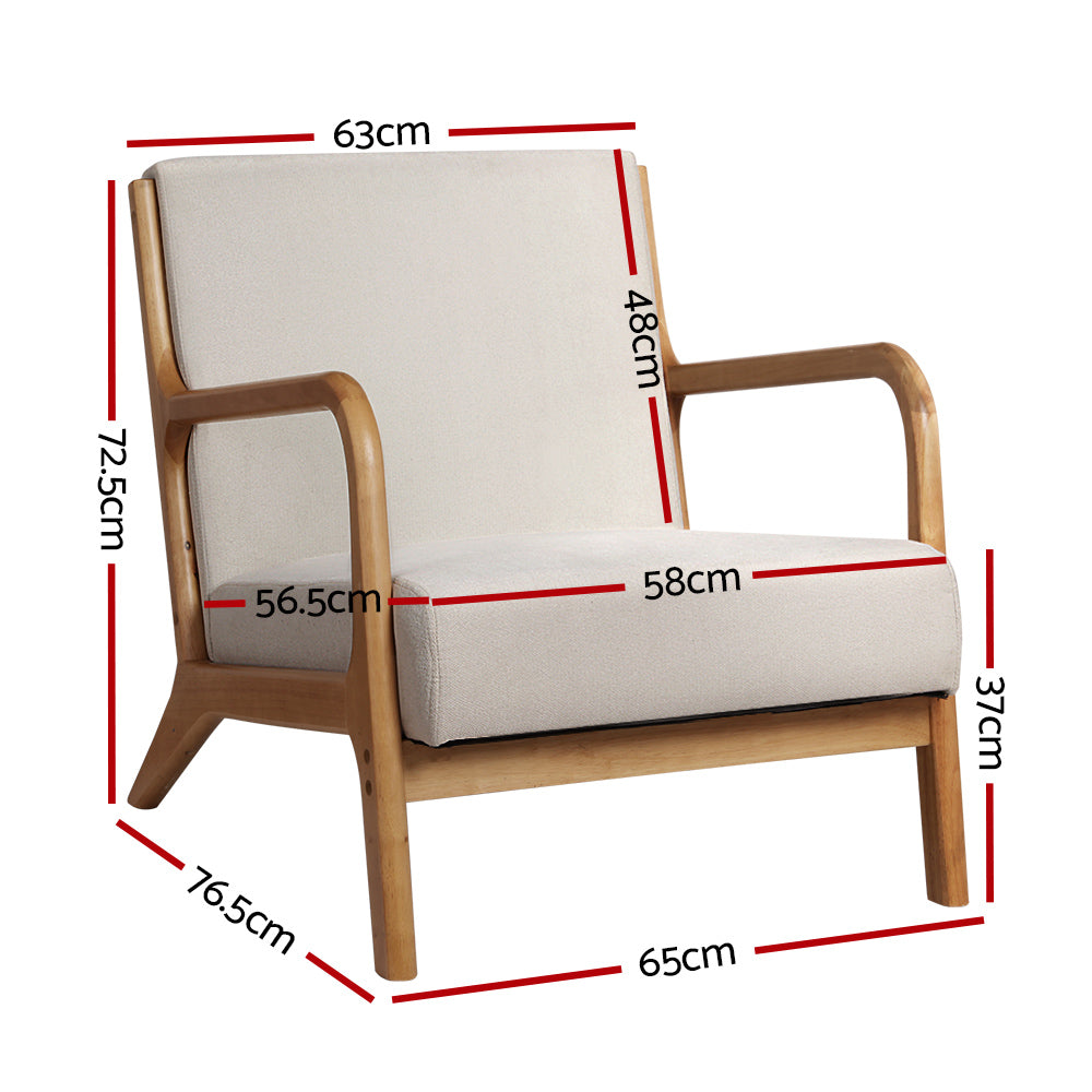 One Seater Armchair Lounge Sofa - Beige