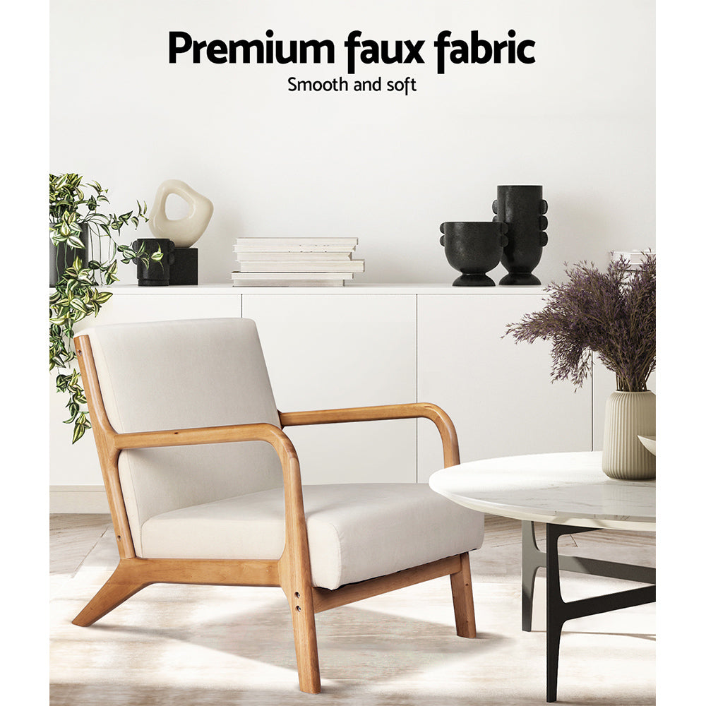 One Seater Armchair Lounge Sofa - Beige