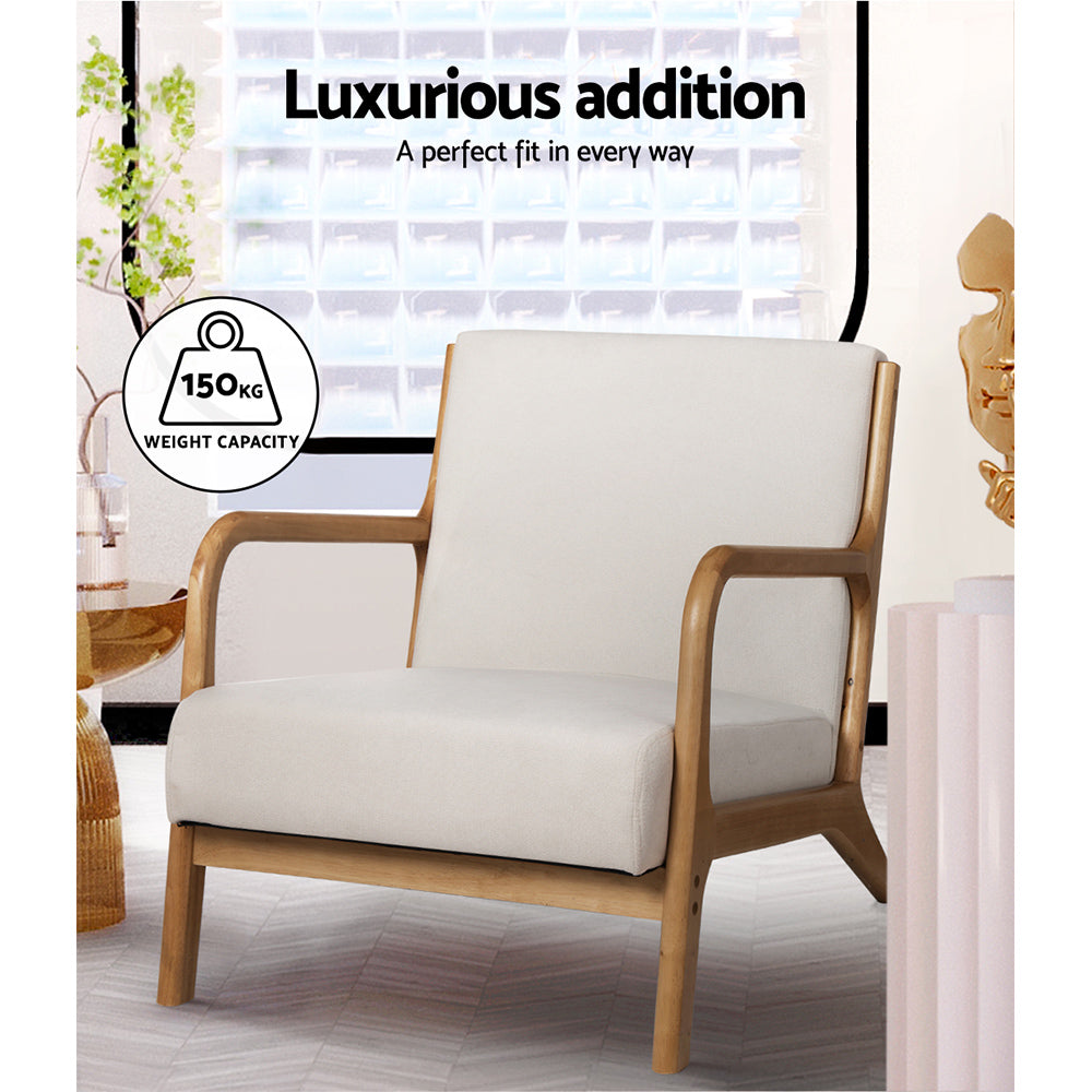 One Seater Armchair Lounge Sofa X2 - Beige
