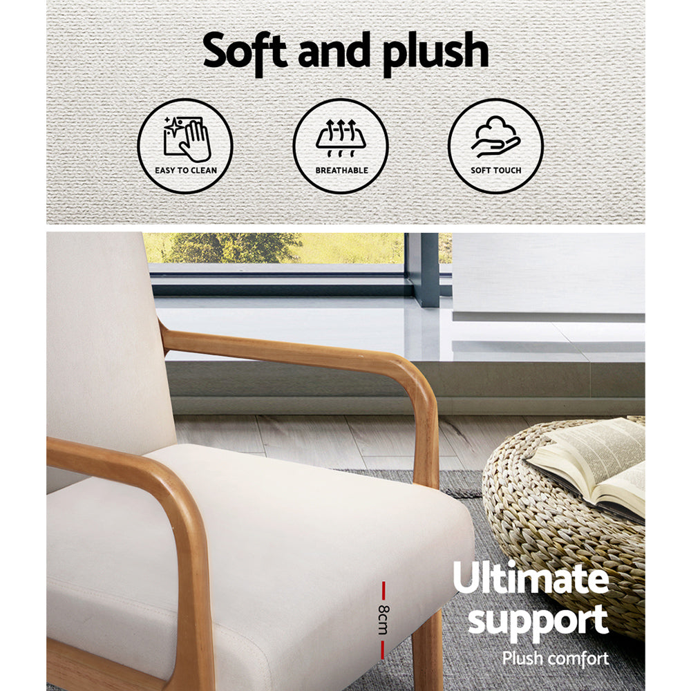 One Seater Armchair Lounge Sofa X2 - Beige