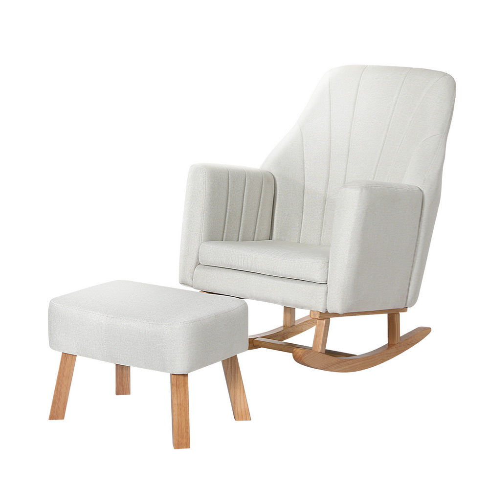 Rocking Chair with Footstool - Beige