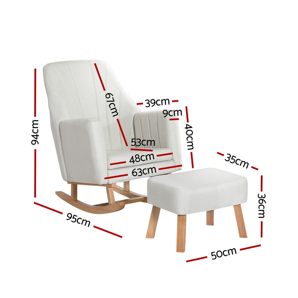 Rocking Chair with Footstool - Beige