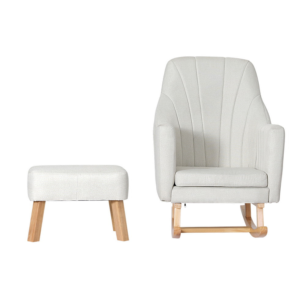 Rocking Chair with Footstool - Beige