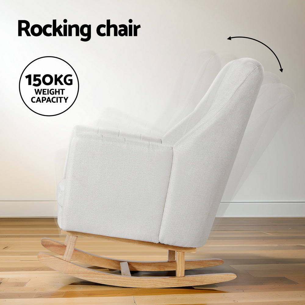 Rocking Chair with Footstool - Beige