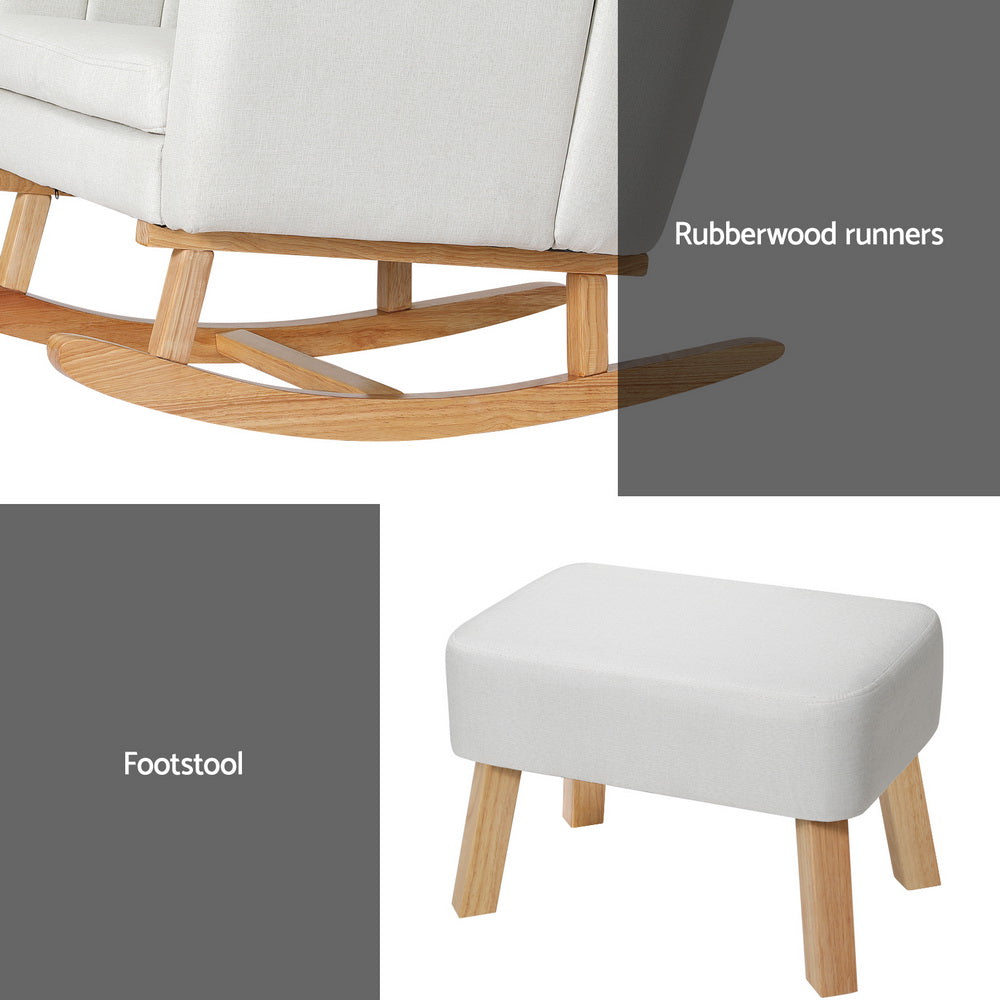 Rocking Chair with Footstool - Beige