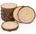 Natural Wood Slices3-4cm Thickness 1cm, 10 PCS Round Wooden Discs with Tree Bark, Wood Slices for Centerpieces for Handmade Crafts, Wood Circles for Rustic Wedding Decoration