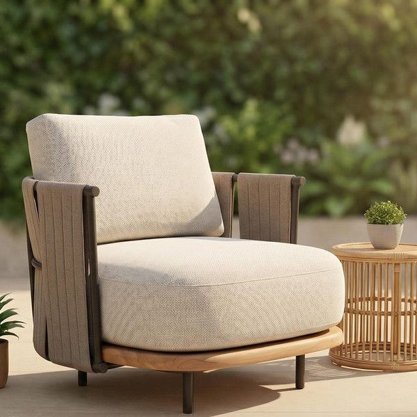 Woven Armrest Single Outdoor Sofa