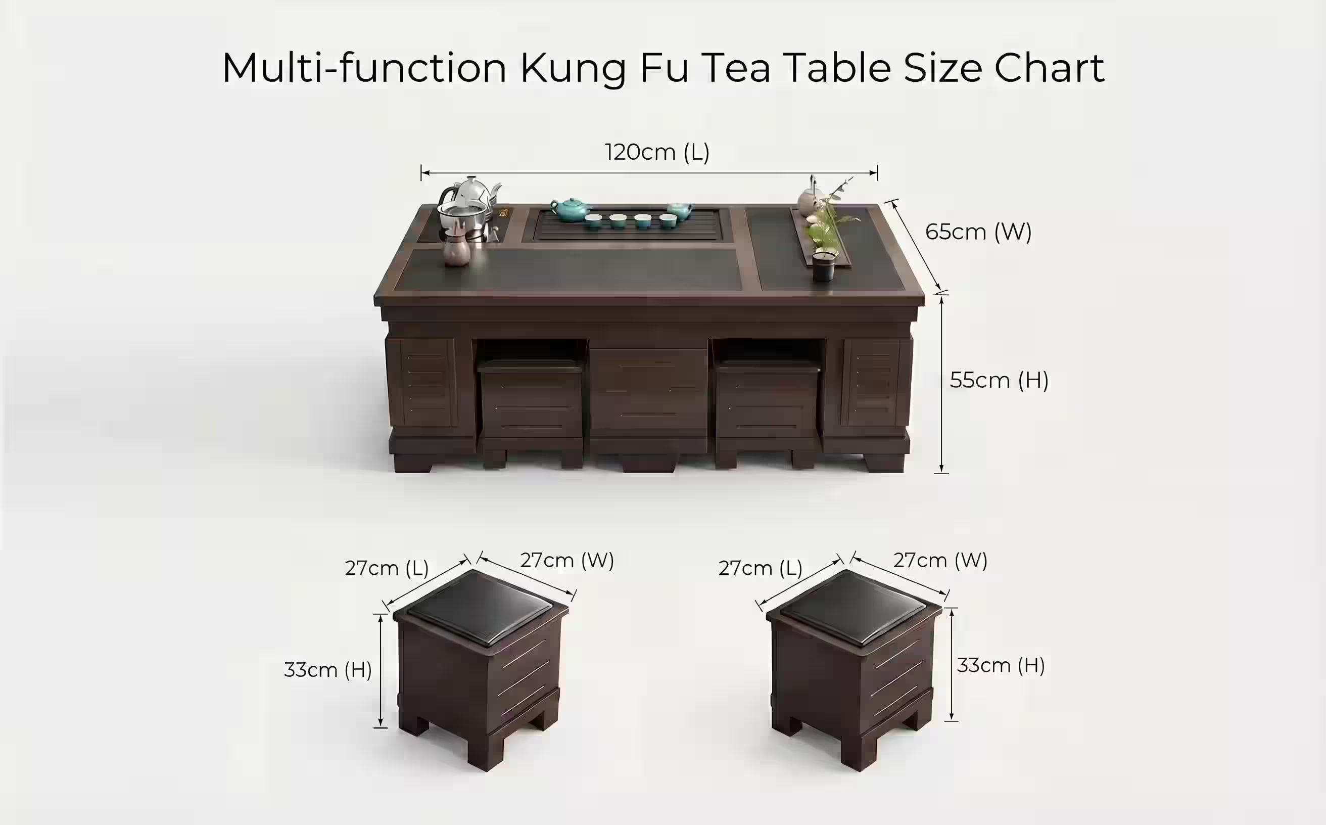 New Chinese Style Walnut Kung Fu Tea Table - 1.2