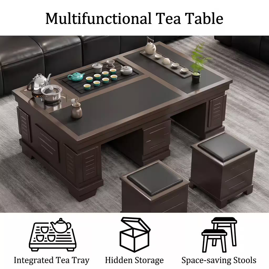 New Chinese Style Walnut Kung Fu Tea Table - 1.5m