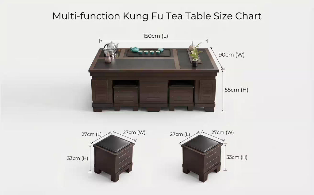 New Chinese Style Walnut Kung Fu Tea Table - 1.5m