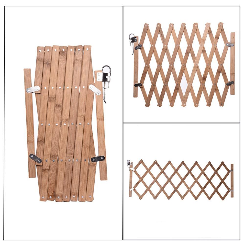Pet Gate Retractable Adjustable Dog Sliding Door Wood Indoor Dog Gate Doorway Stairs Pet Puppy Safety Fence