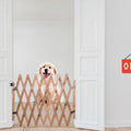 Pet Gate Retractable Adjustable Dog Sliding Door Wood Indoor Dog Gate Doorway Stairs Pet Puppy Safety Fence