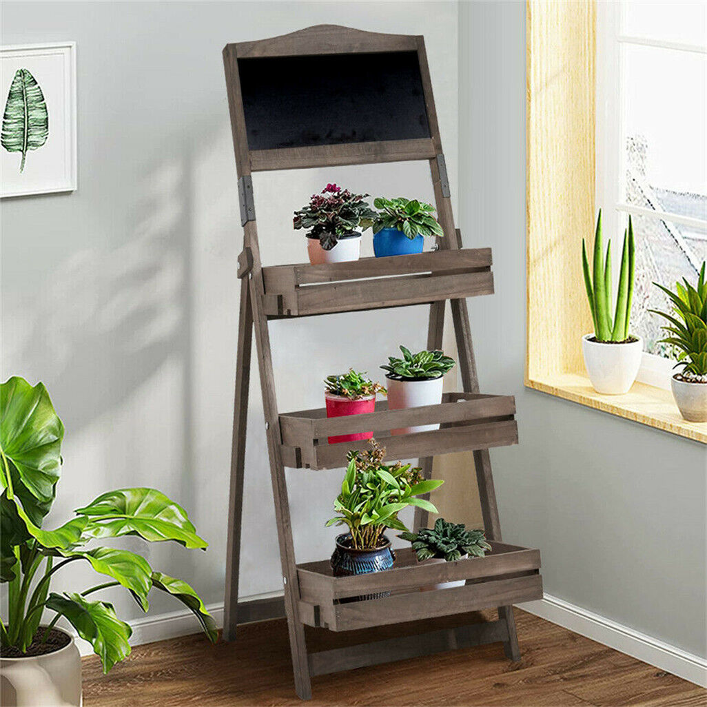 3 Tier Plant Stand - Rustic Wood