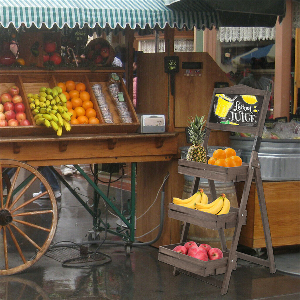 3 Tier Plant Stand - Rustic Wood