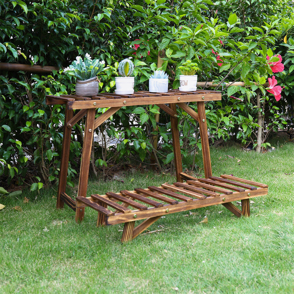 3pcs Plant Stand Ladder Garden Flower Display - Pine Wood
