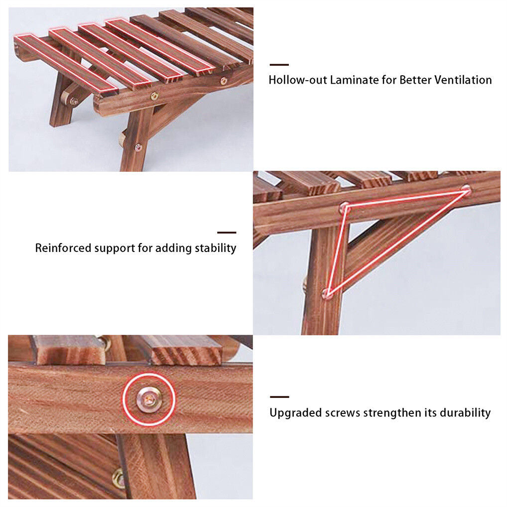 3pcs Plant Stand Ladder Garden Flower Display - Pine Wood