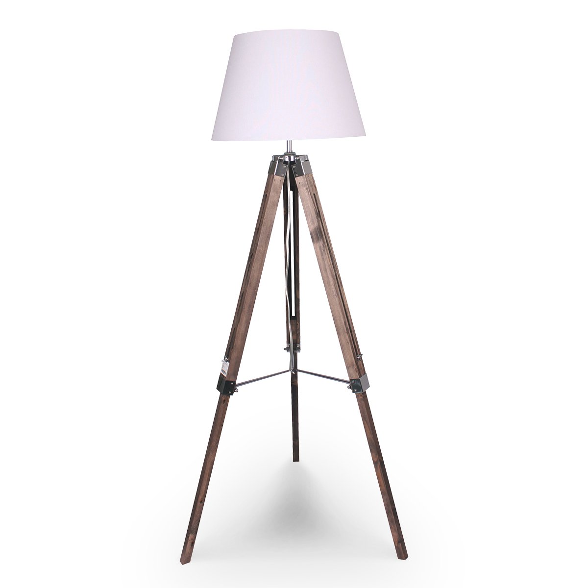 Tripod Floor Lamp White Shade - Solid Wood