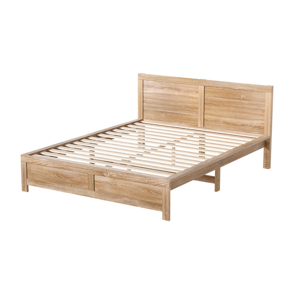 Wooden Bed Frame Double Size - Pine wood - Oak