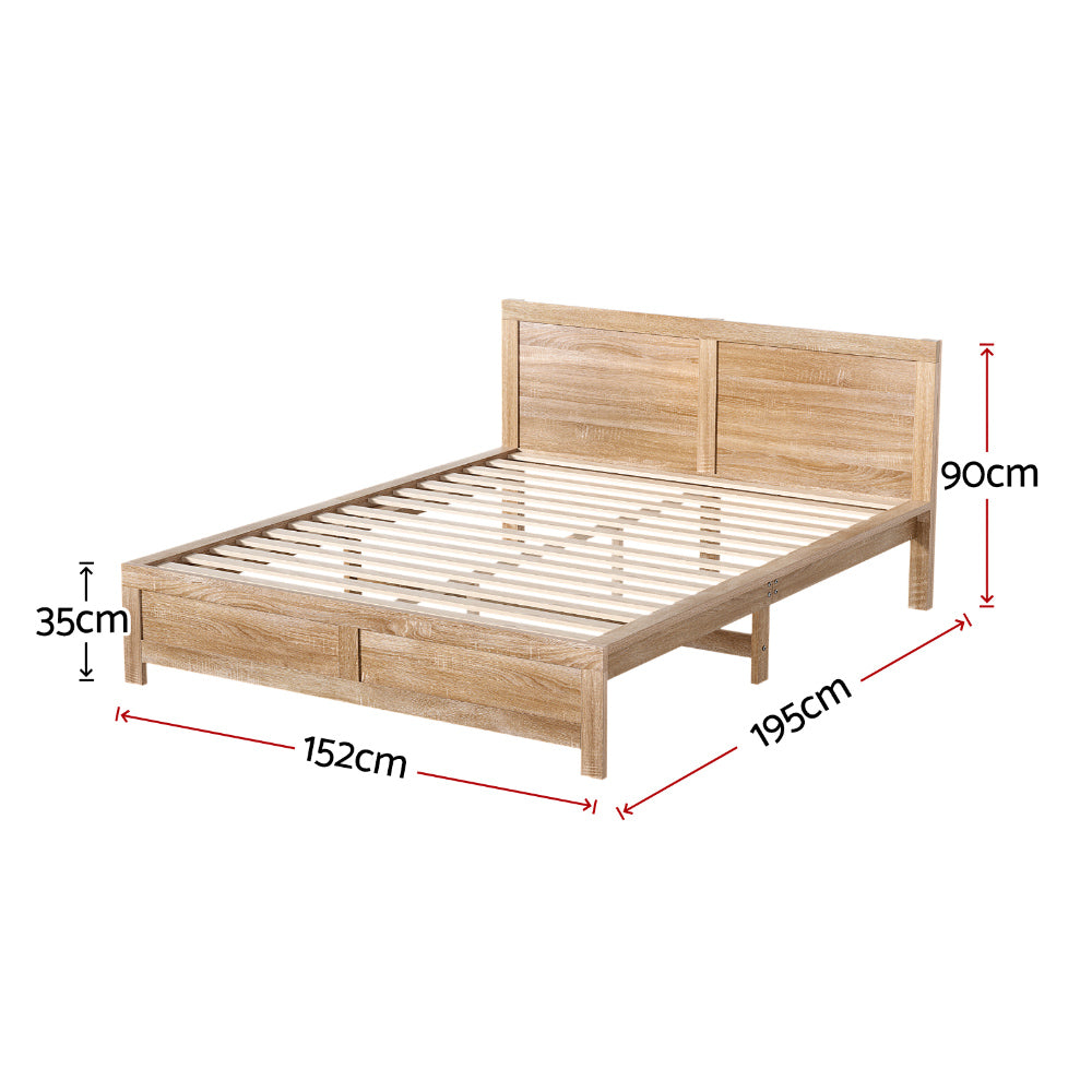 Wooden Bed Frame Double Size - Pine wood - Oak