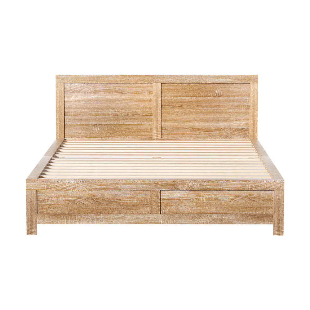 Wooden Bed Frame Double Size - Pine wood - Oak