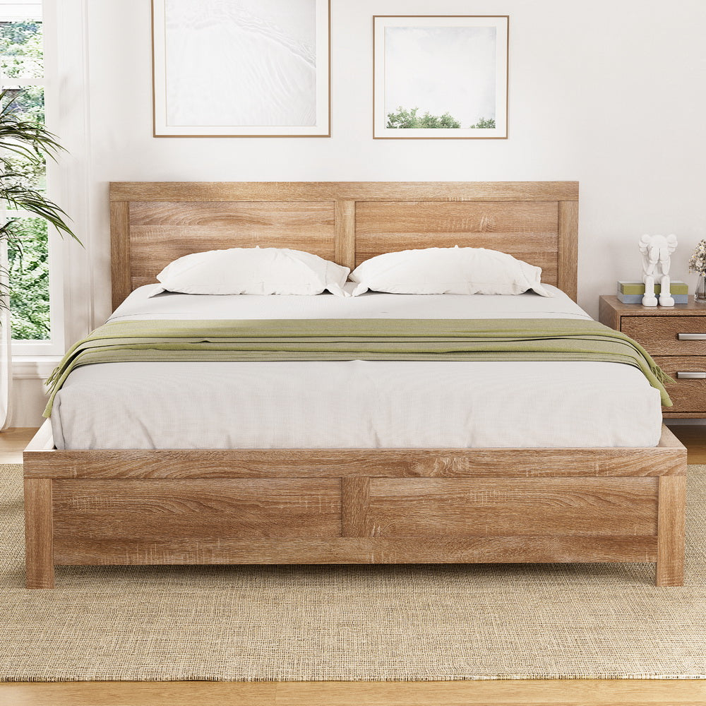 Wooden Bed Frame Double Size - Pine wood - Oak