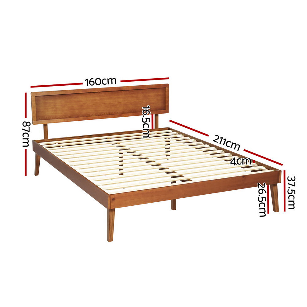 Wooden Bed Frame Queen Size - Solid pinewood