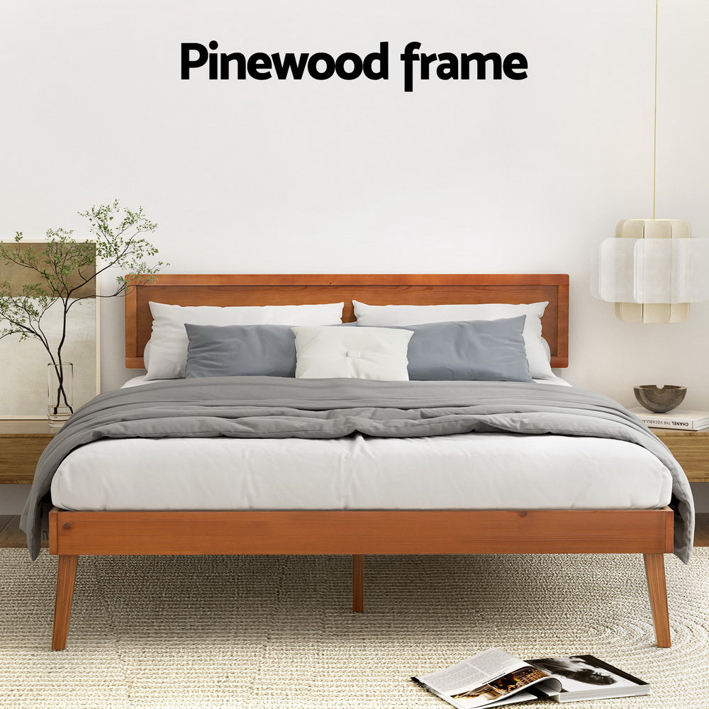 Wooden Bed Frame Queen Size - Solid pinewood