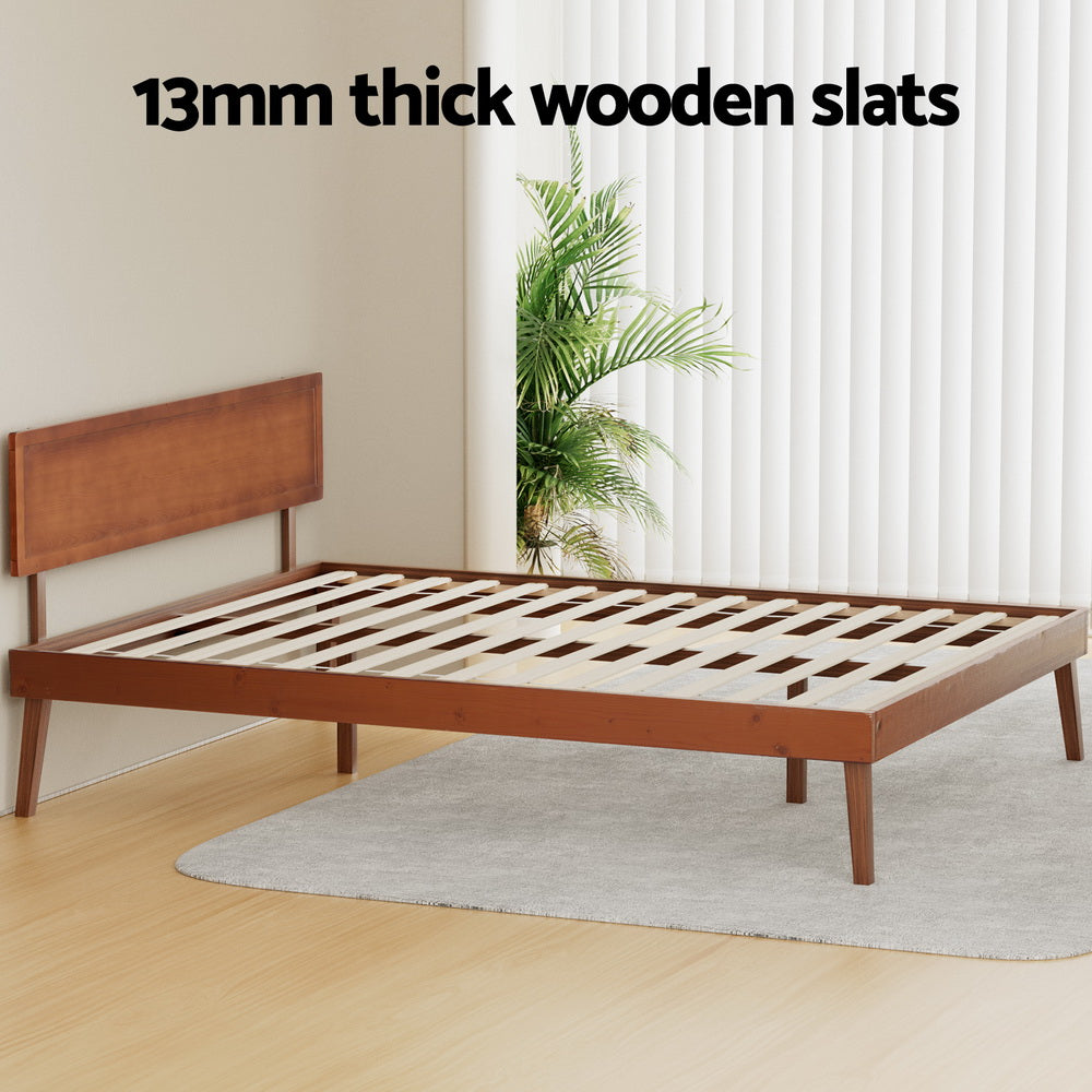 Wooden Bed Frame Queen Size - Solid pinewood