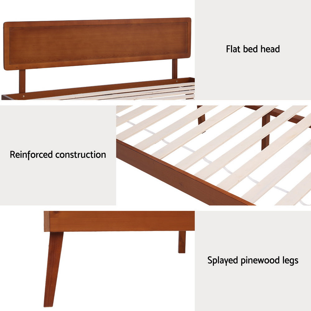 Wooden Bed Frame Queen Size - Solid pinewood