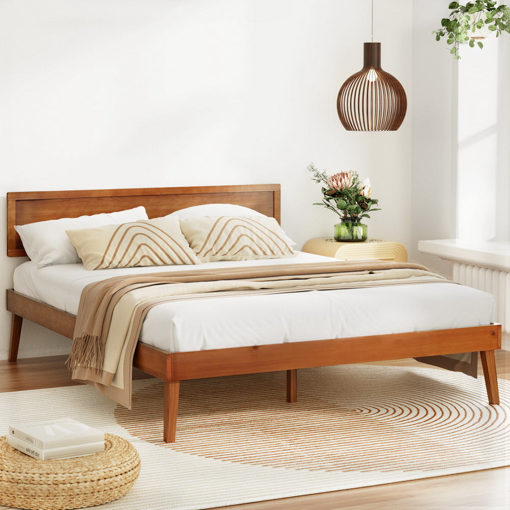 Wooden Bed Frame Queen Size - Solid pinewood