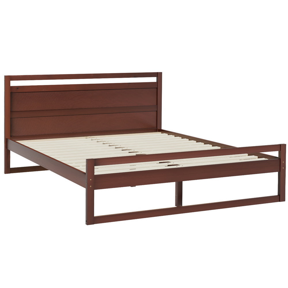 Wooden Bed Frame Double Size - Walnut