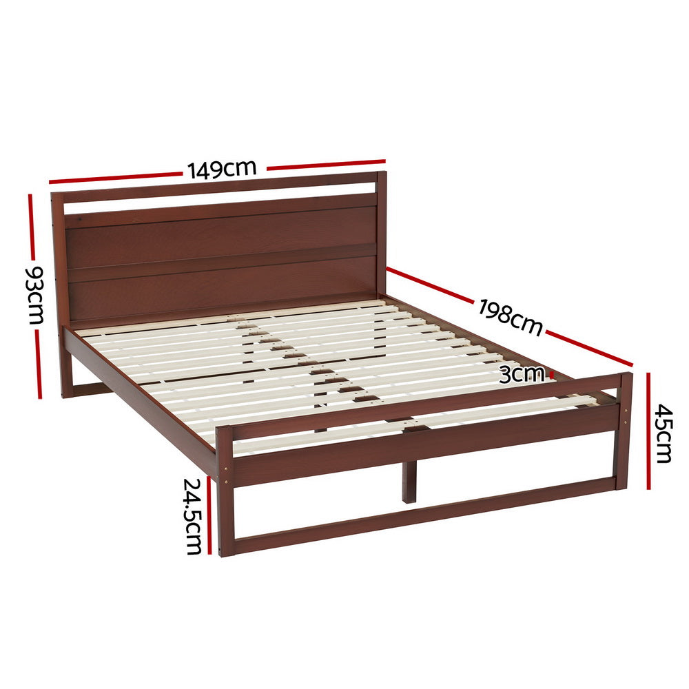 Wooden Bed Frame Double Size - Walnut