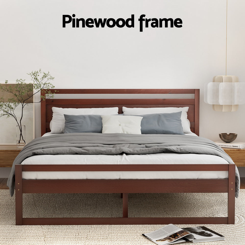 Wooden Bed Frame Double Size - Walnut