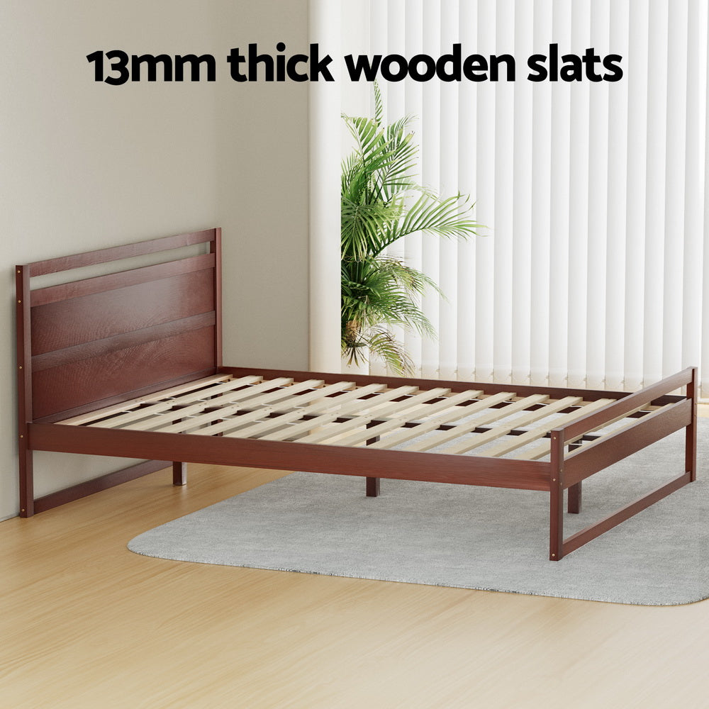 Wooden Bed Frame Double Size - Walnut