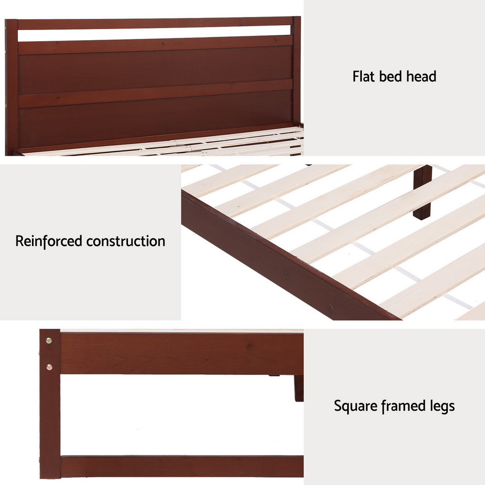 Wooden Bed Frame Double Size - Walnut
