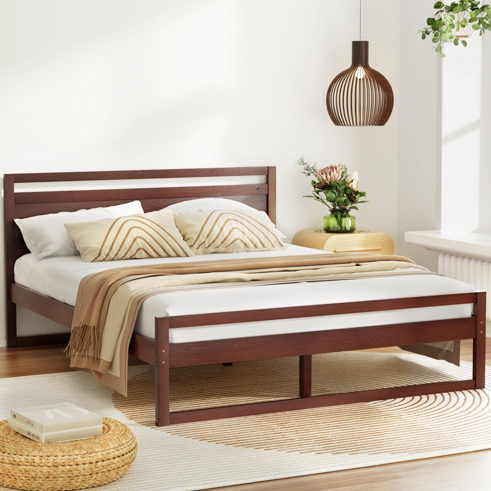 Wooden Bed Frame Double Size - Walnut