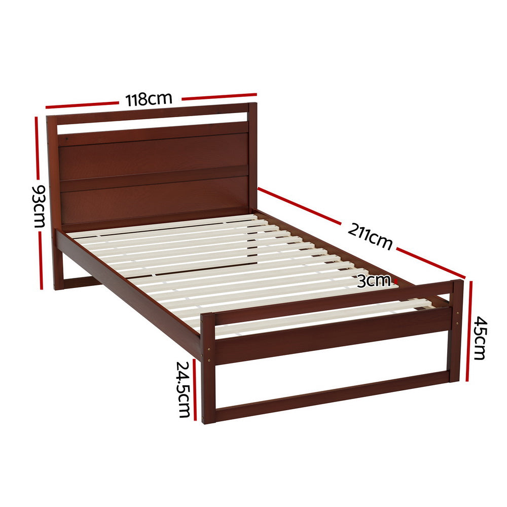 Wooden Bed Frame King Single Size - Walnut