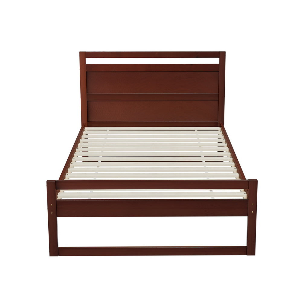 Wooden Bed Frame King Single Size - Walnut