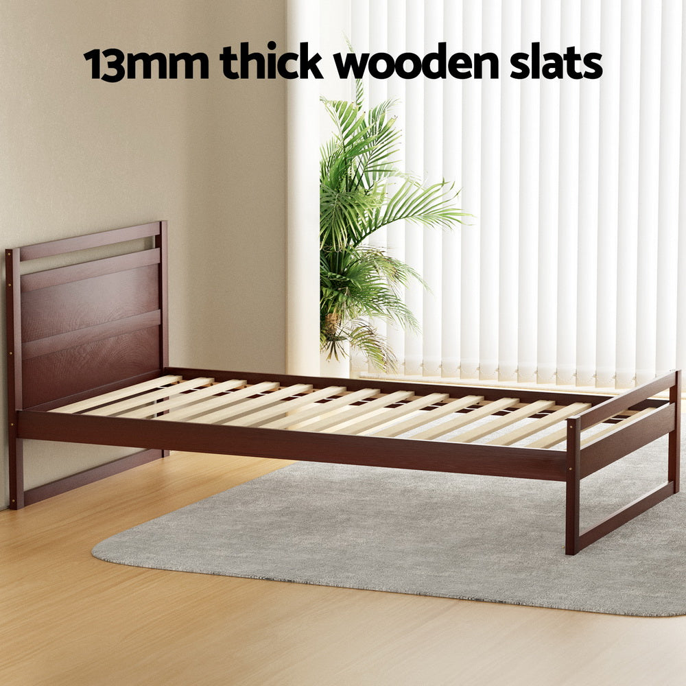 Wooden Bed Frame King Single Size - Walnut