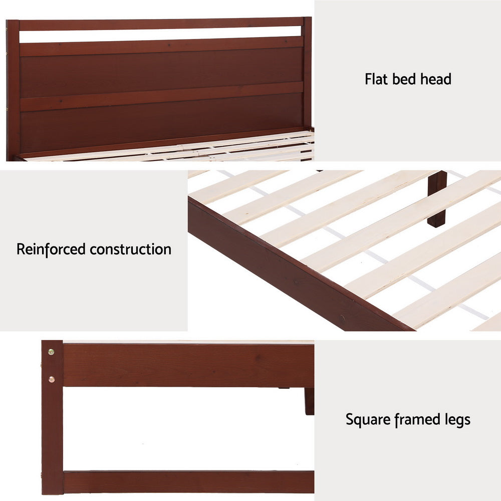 Wooden Bed Frame King Single Size - Walnut